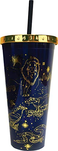 Spoontiques 21625 Harry Potter Constellations Foil Cup w/Straw, 20 oz, Navy