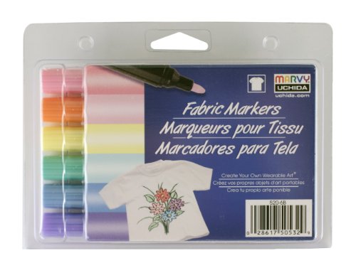 Uchida 520-6B Marvy Bold Point Tip Pastel Color Fabric Marker Set