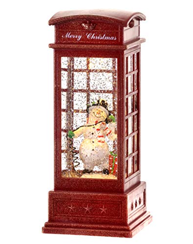 Regency International 10" LED Lighted Snowman Phonebooth Water Globe Battery Operated