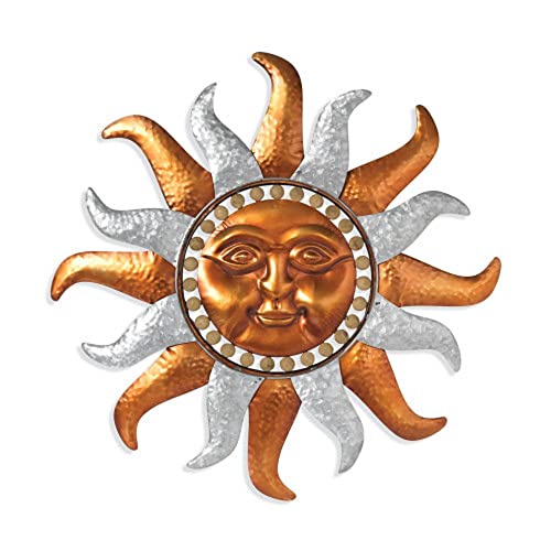 Gerson International Sun Face Wall Decor, Metal, 29.5-inch Diameter