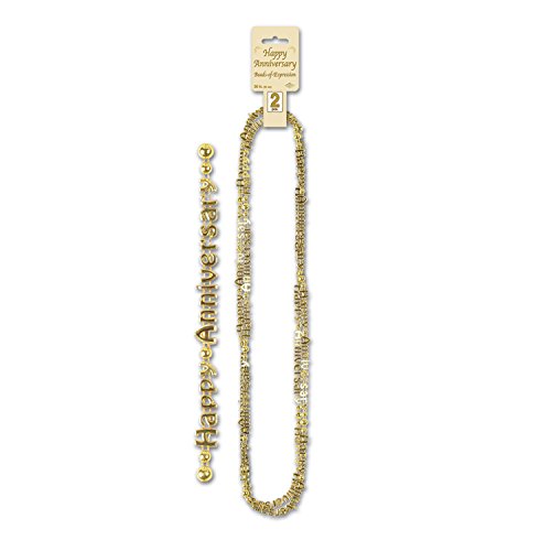 Beistle Happy Anniversary Beads-Of-Expression (gold) Party Accessory  (1 count) (2/Card)