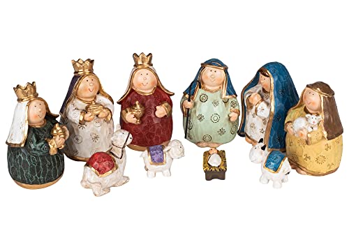 Valyria LLC Transpac M2537 Carved Nativity Figurine, Set of 10, 4-inch Height, Resin