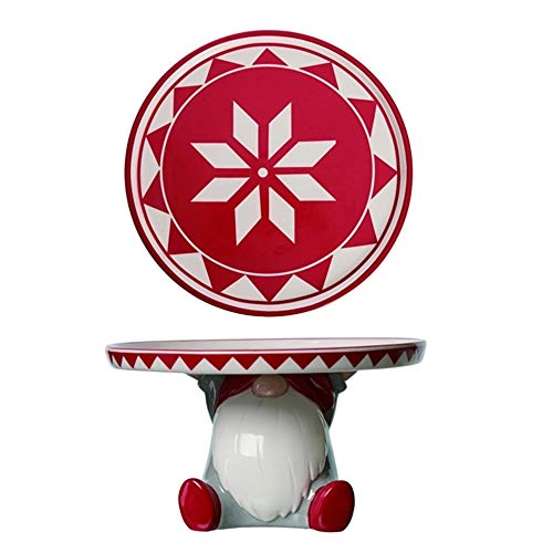 Transpac Y9070 Dolomite Christmas Gnome Cake Stand, 8.25-inch Width, Ceramic