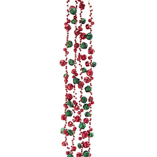 Kurt Adler D3774 Jingle Bell Red and Green Garland, 6-Foot Long, Plastic and Metal