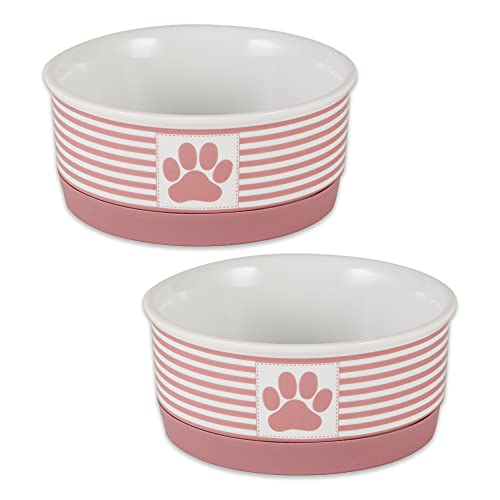 DII Design Bone Dry Paw & Patch Ceramic Pet Collection, Small Set, 4.25x2, Rose, 2 Piece,5742