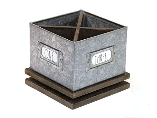 Rae Dunn Rotating Decorative Pencil Cup ‚Äö√Ñ√¨ Galvanized Steel Desktop Stationary Spinner Holder - 4 Compartment Table Top Organizer for Pens, Office, Home and Art Supplies by Designstyles