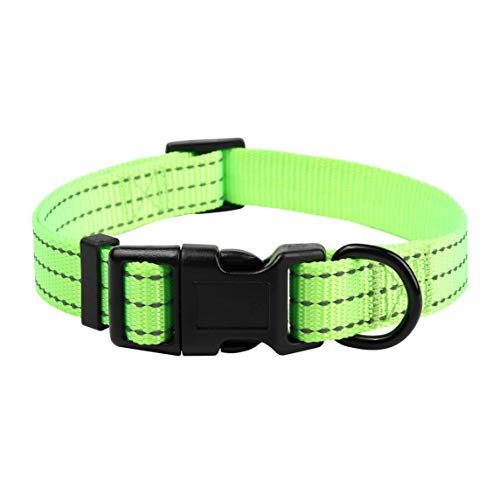 Mile High Life | Dog Collar | Nylon Thick Fabric | with Reflective Straps Three Line | Lime Green, X-Small (Pack of 1)