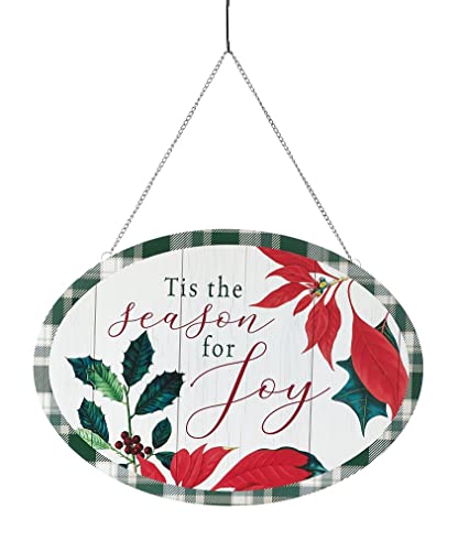 Giftcraft 682270 Christmas Plank Design Door Sign with Sentiment, 0.23 inch, Medium Density Fiberboard and Iron