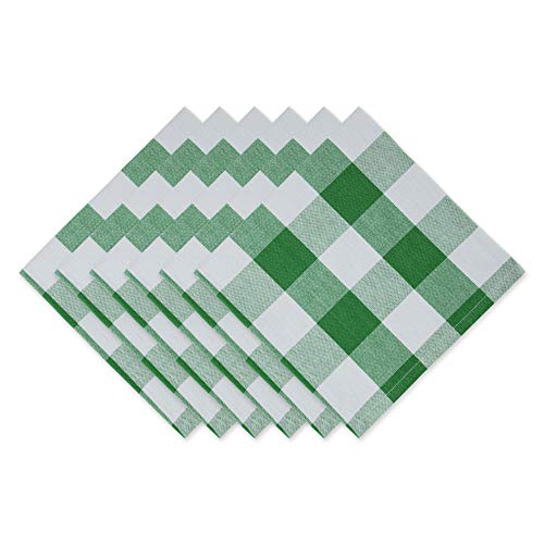 DII Design Classic Buffalo Check Tabletop Collection for Family Dinners, Special Occasions, Barbeques, Picnics and Everyday Use, 100% Cotton, Machine Washable, Napkin Set, 20x20, Green & White 6 Count