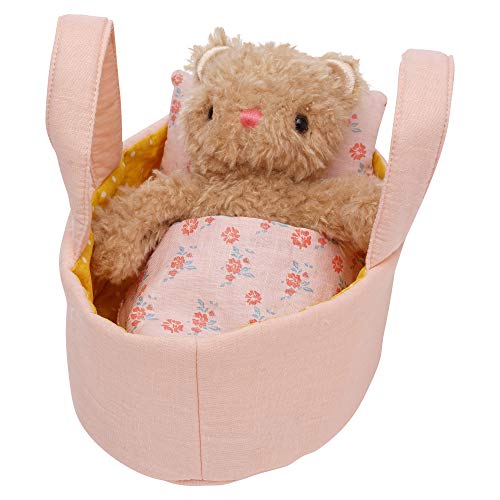 Manhattan Toy Moppettes Bea Bear Stuffed Animal Nurturing Playset with Bear Plush Toy, Fabric Bassinet, Blanket & Pillow