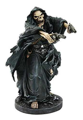 Pacific Trading Giftware Grim Reaper Assassin with Guns Revolvers Skeleton Death Fantasy Horror Collectible Figurine 9.5 Inch Tall