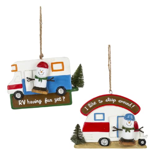 Ganz MX181794 S'More RV & Camper Ornaments, 3.13-inch Height, Set of 2