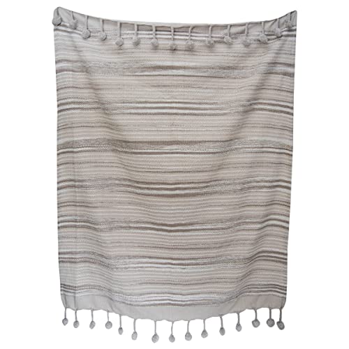 Foreside Home & Garden Hand Woven Taupe Cotton Throw Blanket