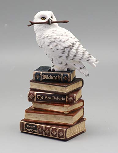 Unicorn Studio Veronese Design 5 1/2 Inch Magic Wand Snowy Owl On Book Stack Hand Painted Resin Statue Home Decor