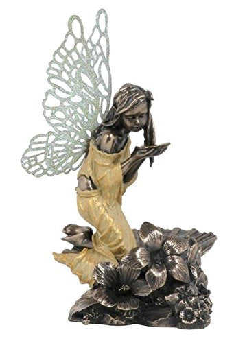 Unicorn Studio 5.5 Inch Making Wish Fairy Bronze Hued Verdigris Wings Yellow Shift