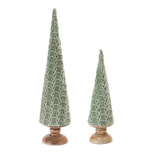 Melrose 86758 Christmas Tree, Set of 2, 22-inch Height, Polyester and Resin
