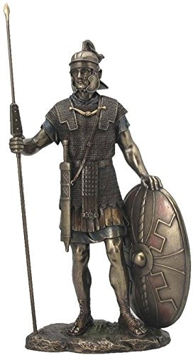 Unicorn Studio 14 Inch Roman Warrior with Spear and Shield Cold Cast Bronze Figurine