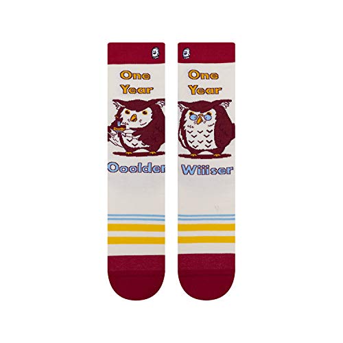 InStitches BooSocki Older Wiser Owl Happy Birthday Funny Unisex Crew Sock, Medium