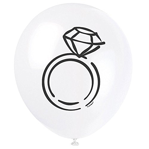 Unique Industries Unique White Diamond Ring Party Balloons, 8 Ct.