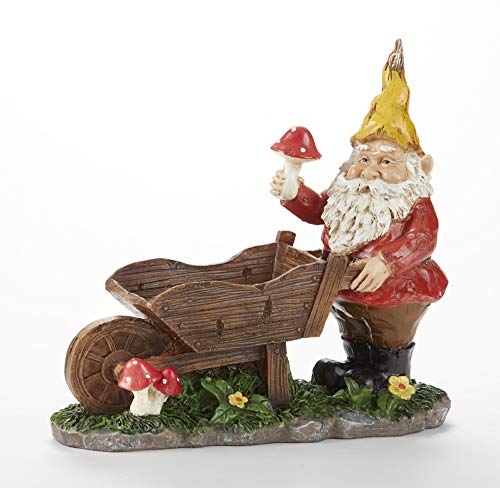 Delton 4357-1 Resin Gnome with Wagon, 11-inch Height
