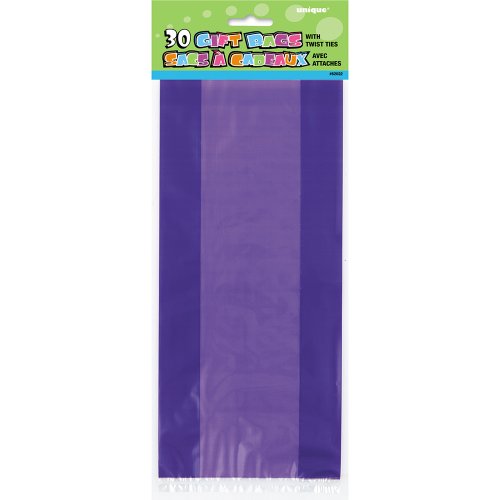 Unique Industries Purple Cellophane Bags, 30ct