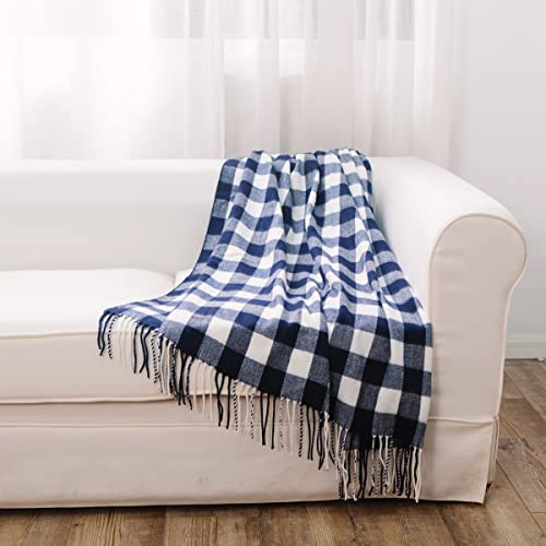 My Cottage Living Cotton Flannel Buffalo Check, 18-inch Height, Indigo and White, Set of 2