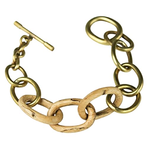 HomArt AREOhome Yara Bracelet, Brass, Light Wood Links