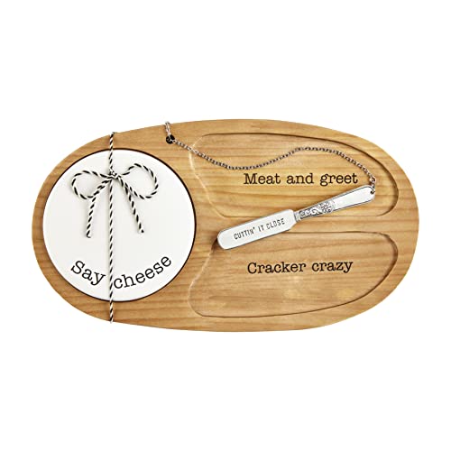 Mud Pie Ceramic Wood Appetizer Board, 7.50" x 13.50", Brown