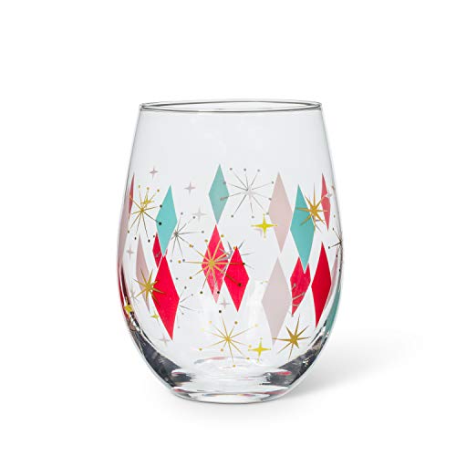 Abbott Collection  Home 27-BOWLERAMA-SG Diamond Stemless Goblet, 5 inches high, Pink/red