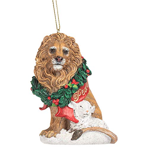 Roman 133361 Ornament-Lion & Lamb/Holiday Traditions, 3.75 inch, Multicolor