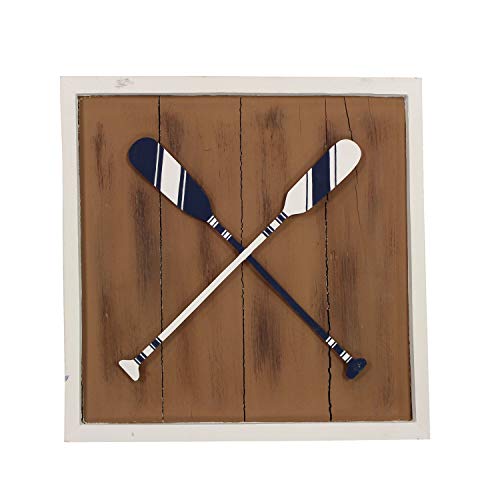 Beachcombers 13-Inch Wood Navy White Double Oars Wall Art