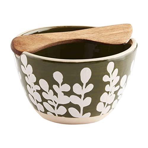 Mud Pie Pinehill Dip Bowl Set, 5.25" x 3.25", Green