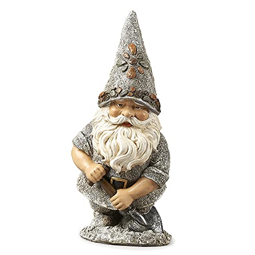 Roman 13-inch Gnome with Shovel Pebble Statue