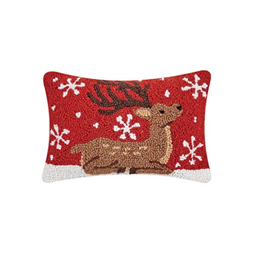 Peking Handicraft 31TG894C12OB Sitting Reindeer Hook Pillow, 8-inch Length