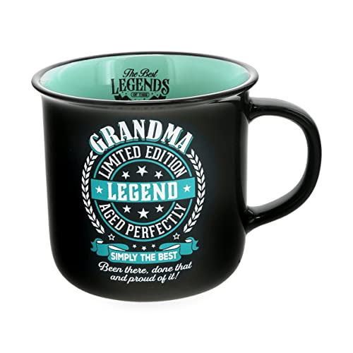 Pavilion Gift Company - Grandma Limited Edition Legend - Ceramic 13-ounce Campfire Mug, Double Sided Coffee Cup, Mothers Day Gift, 1 Count, Black/Teal