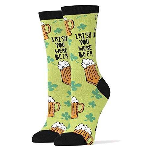 Oooh Yeah Socks Womens Cotton Crew Socks (Irish Beer)
