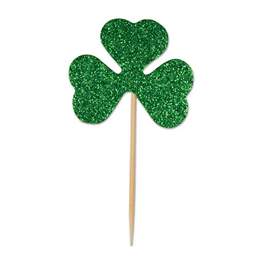 Beistle Glittered Shamrock Picks - 24 Pcs