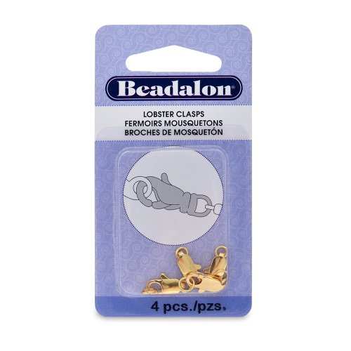 PA Distribution Artistic Wire Beadalon Lobster Clasp 2 Rings 12-Metersm Gold Plated, 4-Piece