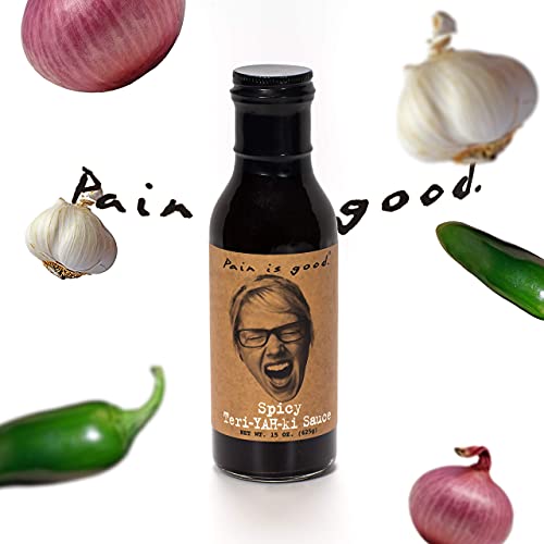 Spicin Foods Pain is Good - Teri-Yah-Ki Screaming Wing Sauce - 13.5oz Bottle - Made in USA - All Natural Ingredients, Non-GMO, Gluten-Free, Sugar-Free, Vegetarian, Keto