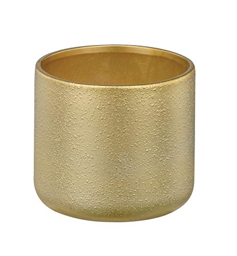 Napco 21678 Ceramic Textured Cylinder Planter/Cache Pot, Gold