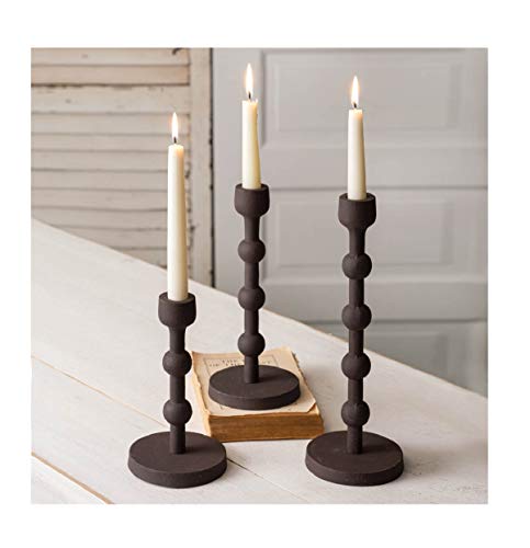 CTW 370318 Laurel Candle Holders, Set of 3, Black