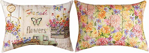 Manual Woodworkers & Weavers SHFFLW 18 x 13 in. Fresh Flowers SLC Rectangle Dye Pillow