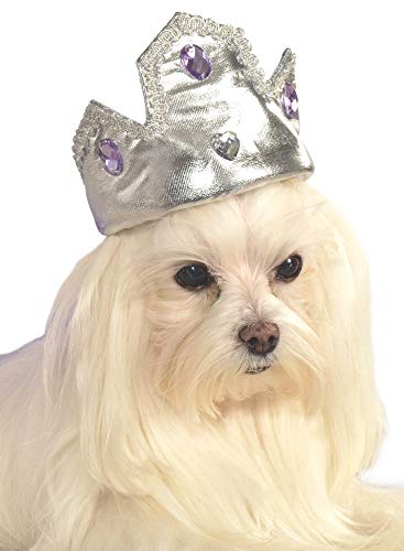 Rubie's Silver Tiara with Purple Stones Pet Costume Accessory, Medium/Large, Multicolor