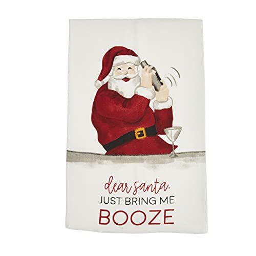 Mud Pie Alcohol Christmas Towel,26" x 16.5", Booze