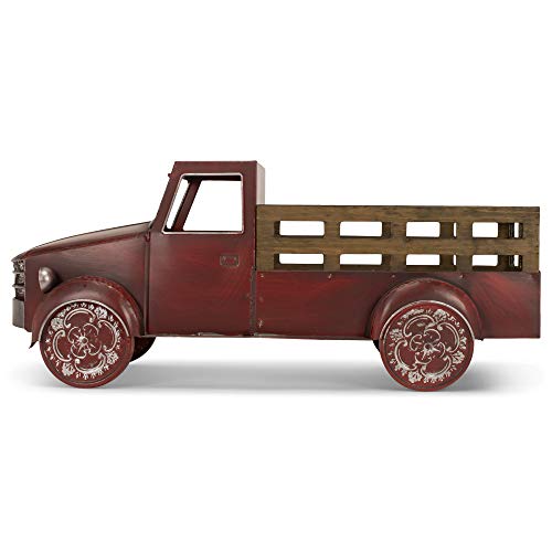 Napco Vintage Red Pick Up Truck 27 Inch Decorative Tabletop Indoor Standing Flower Pot Planter