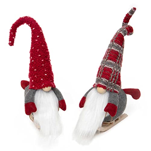 MeraVic Sweater Hat Gnome, Wood Nose, Arms & Legs, 19 Inches, Set of 2 - Christmas Decoration
