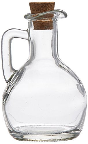 Grant Howard Pot Belly Glass Cruet with Cork Top and Handle, 200ml, Clear