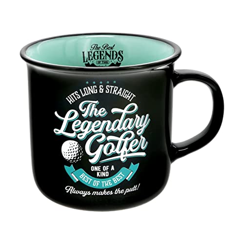 Pavilion Gift Company - Legendary Golfer - Ceramic 13- Campfire Double Sided Mug, Golf Gifts For Men or Women, 1 Count, Black/Seafoam