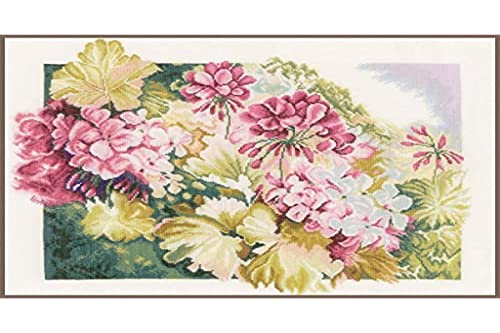 Vervaco Lanarte Geraniums (Linen), NA, 49 x 41cm