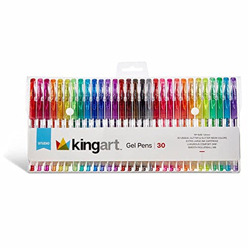 KINGART Soft Grip Gel Pen Set - Set of 30